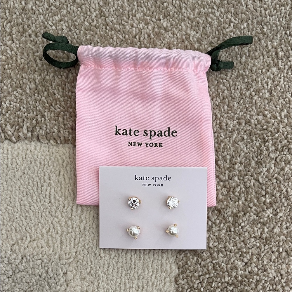 Classic kate spade New York Faux Diamond and Pearl Stud Earrings Set